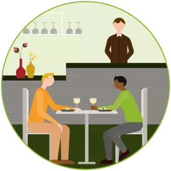 Couple eating at a restaurant illustration