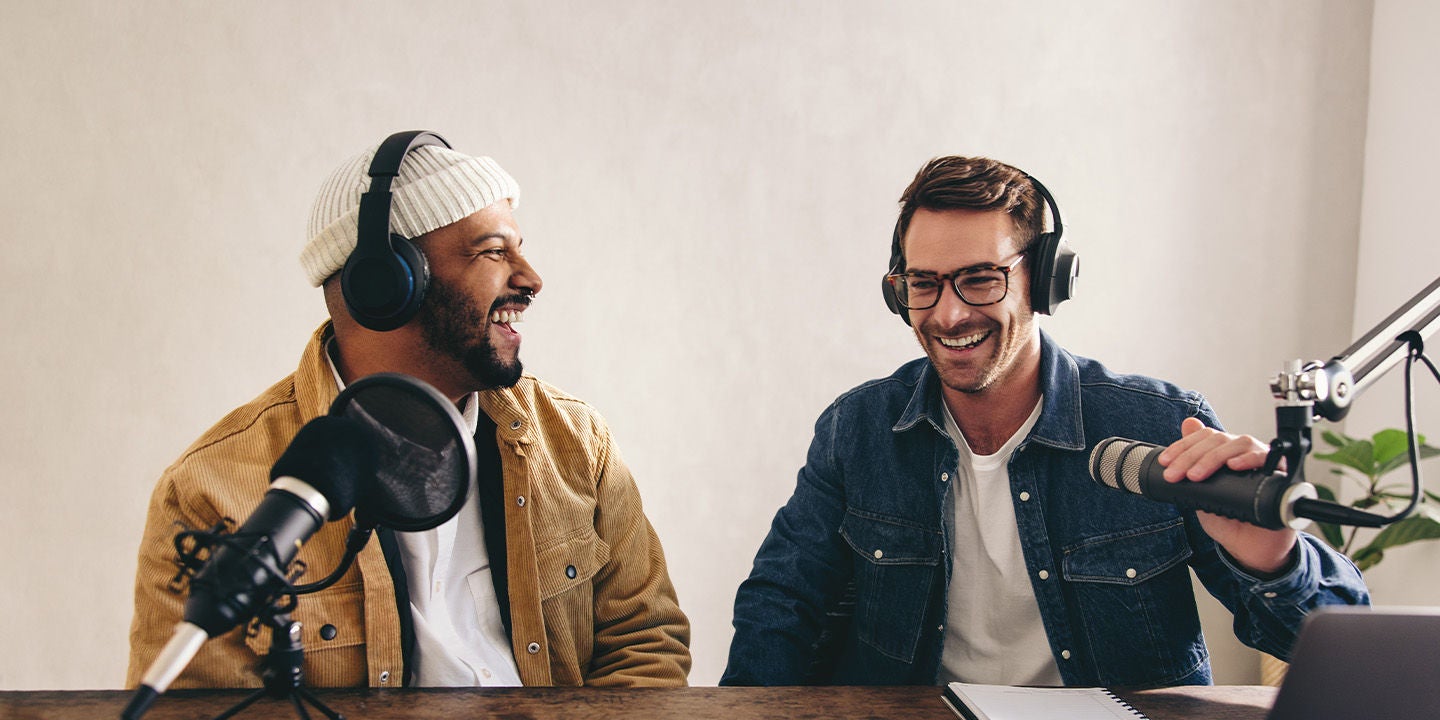 Two men conducting a webinar