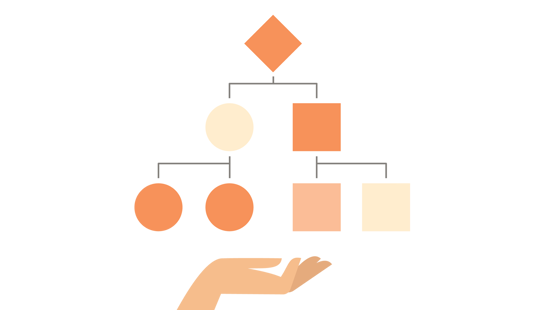 Hand holding hierarchy illustration