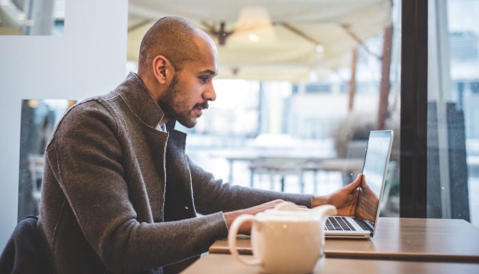 Businessman working on laptop