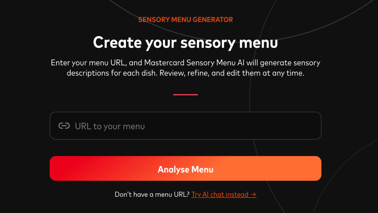 input url to create sensory menu