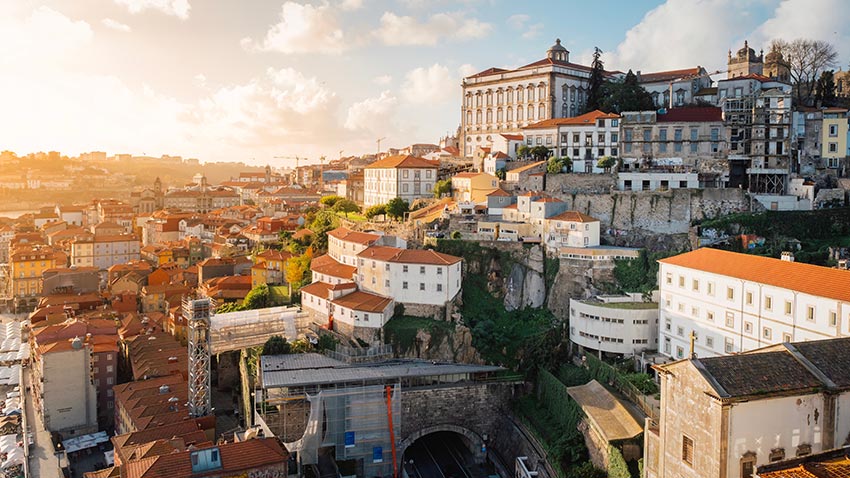 Charming European hillside town.