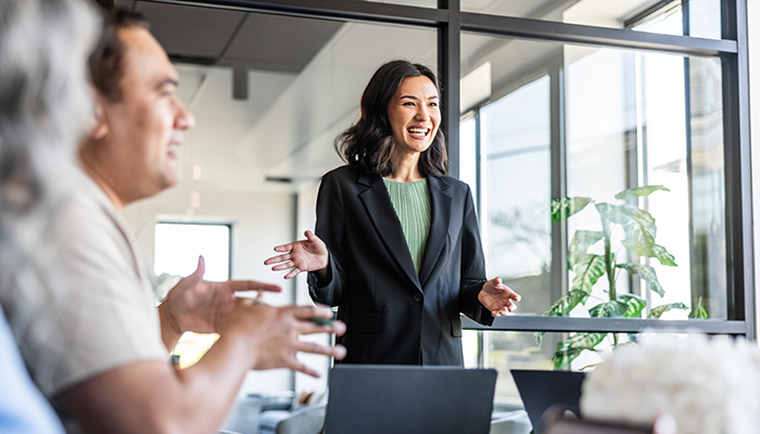 Woman leading a team meeting