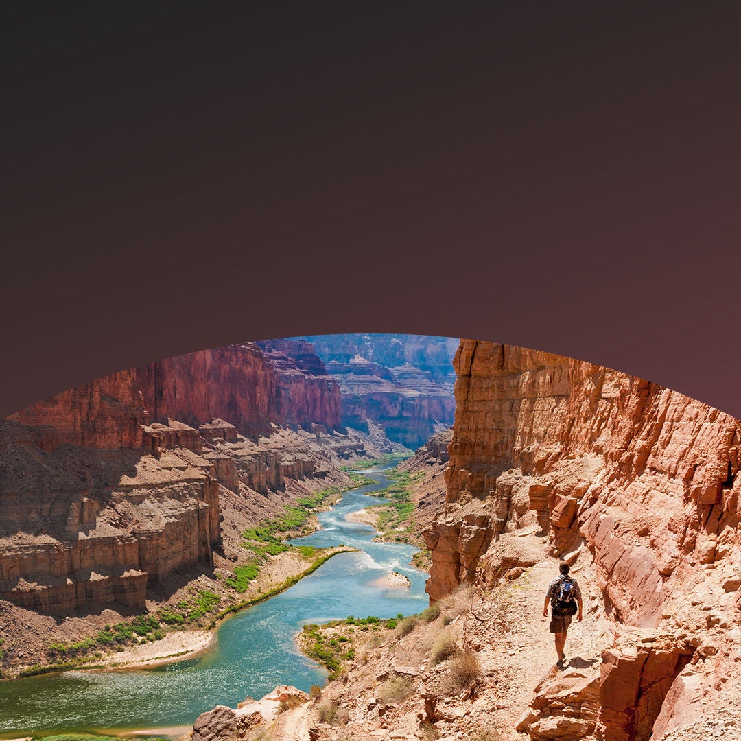 Man trekking in the mountains.
