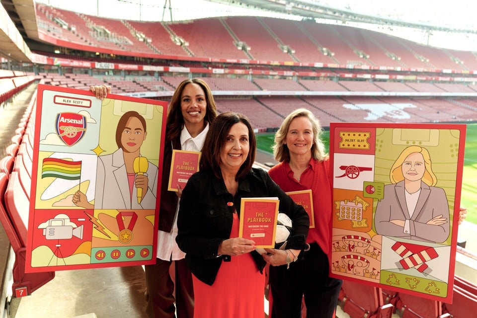 Mastercard has launched ‘The Playbook: Mastering the Game’, a new book that shares the stories of eleven female trailblazers in football from the pitch to the boardroom.

The book is authored by Narinder Dhami and features the stories of pioneers like Alex Scott and others across Europe to help inspire young girls and show them the variety of pathways available.

Mastercard has just launched Girls4Football, a new initiative that aims to nurture skills in young girls both and off the pitch to ensure they are set up for success.

This picture l to r: Alex Scott, Narinder Dhami and Juliet Slot

For further information please contact Sam Beecham at sam@theacademypr.com or on 07563 372048

PR Handout - Free for Editorial Usage with this story