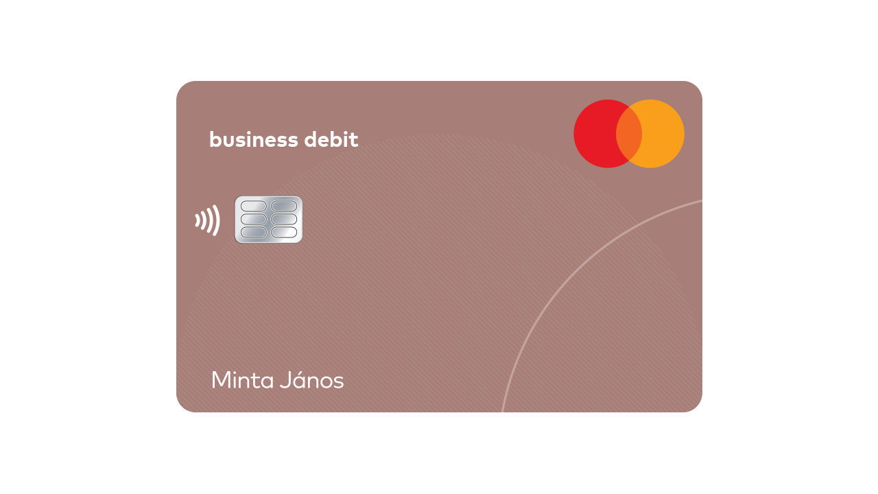 Egy Mastercard üzleti betéti kártya érintésmentes fizetési lehetőséggel.