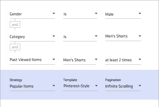 Example of Dynamic Yield targeting criteria