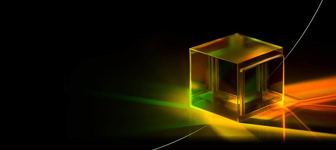 Image of cube with lighting shining off of it