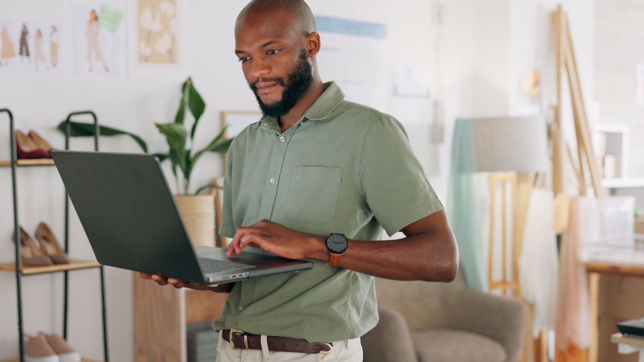 Male designer working in a workshop.