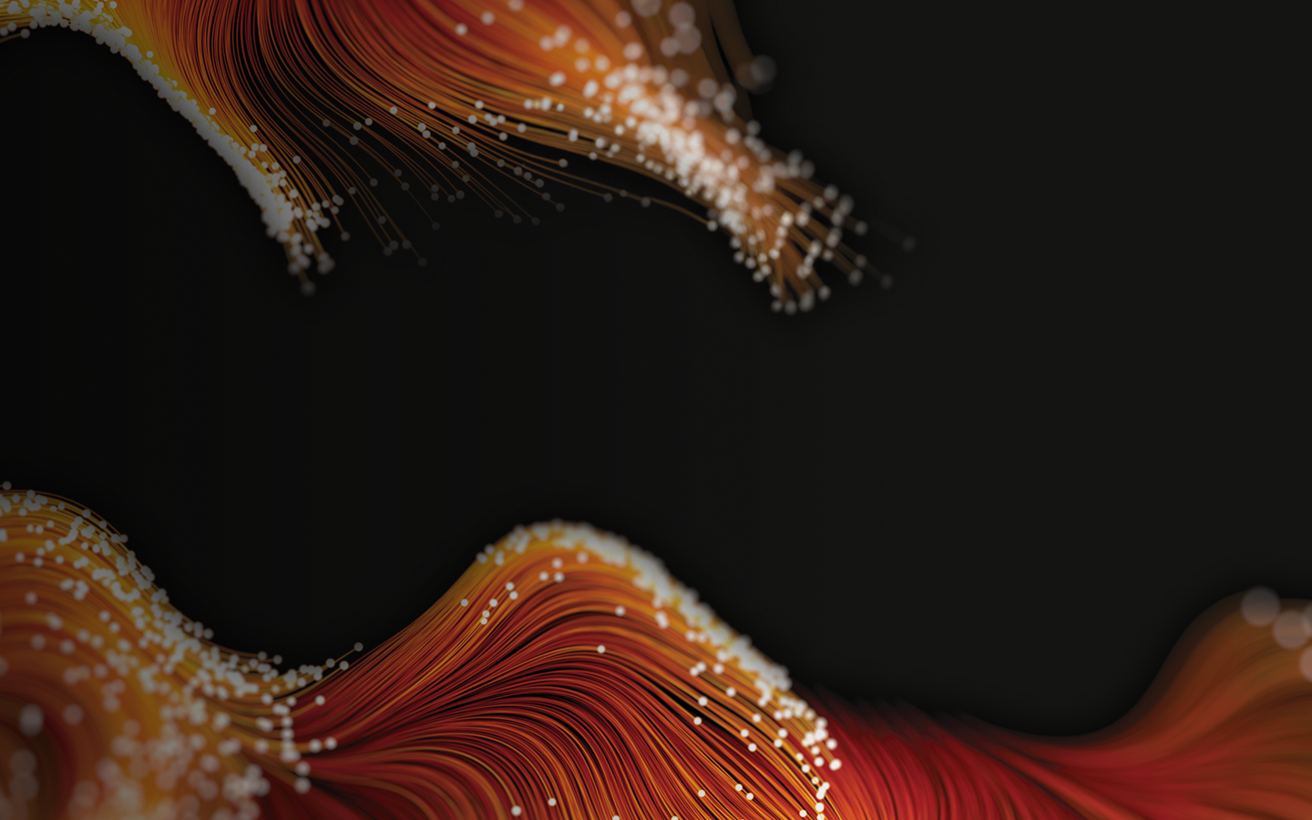 Orange wavy fibers on black background