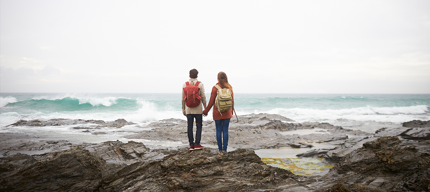 Couple watching the ocean