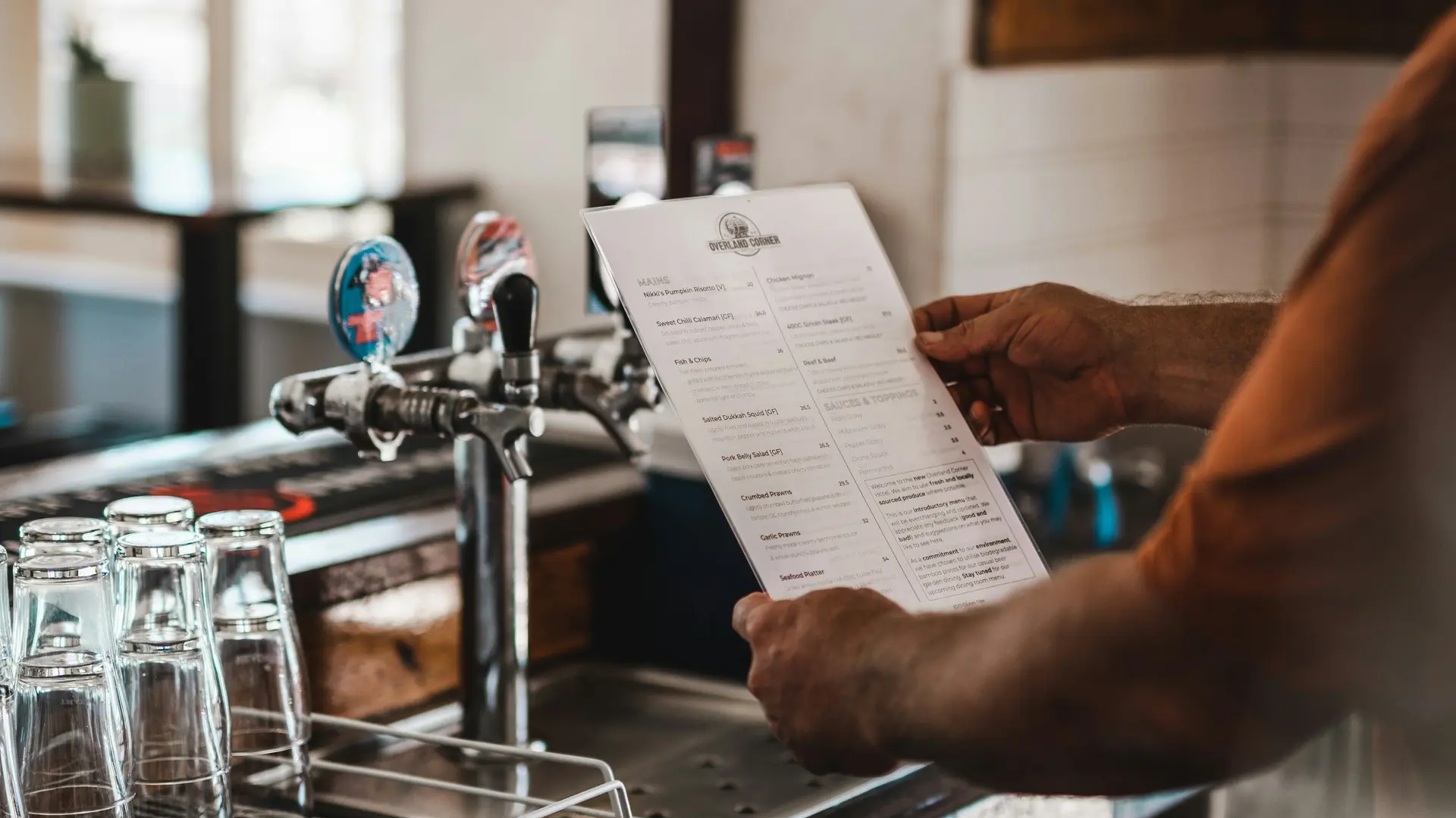 A man reading menu