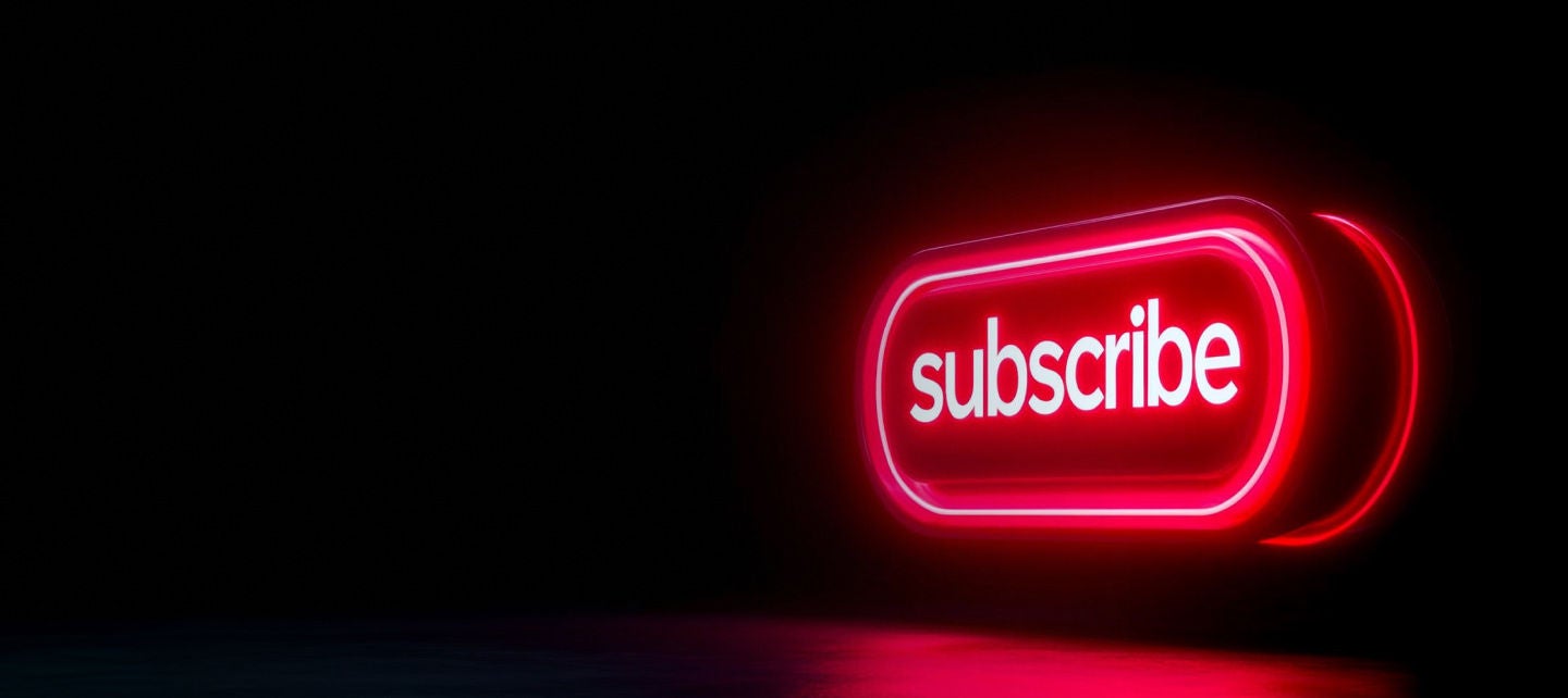 glowing red neon subscribe button