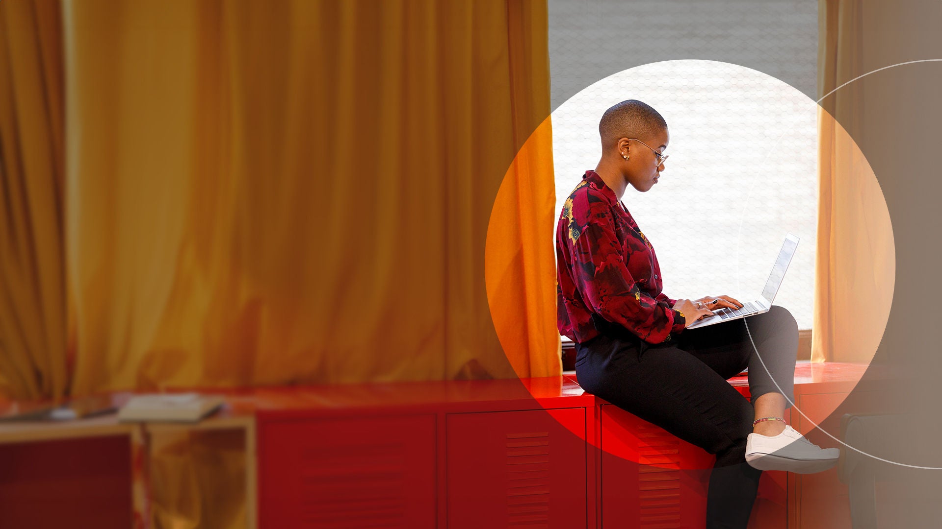woman looking at clothing rack inside mastercard logo silhouette