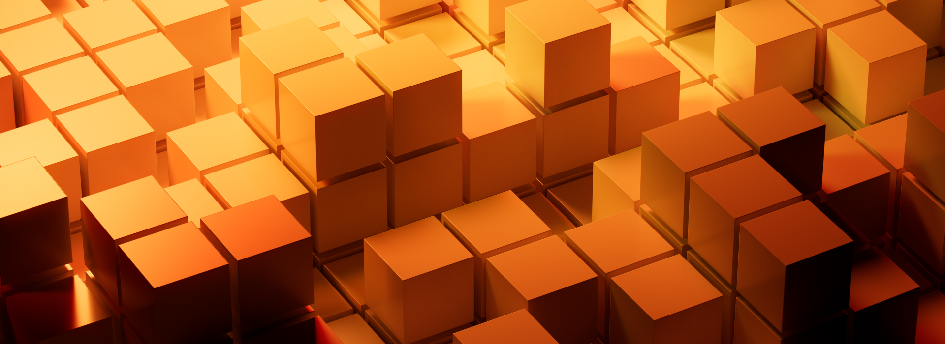 A 3D grid of glowing orange cubes.