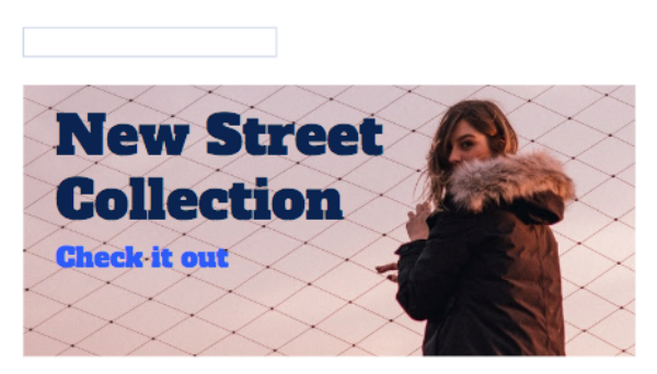 Banner promoting a new clothing collection