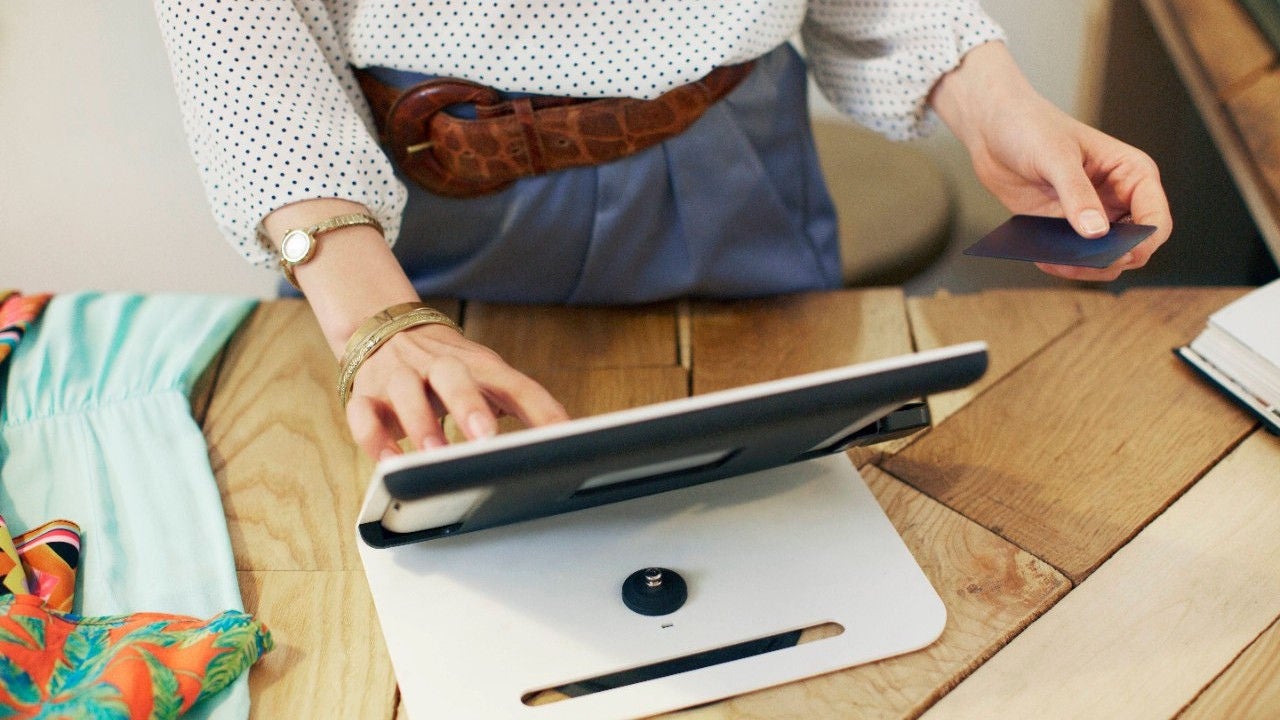 Woman making online payment