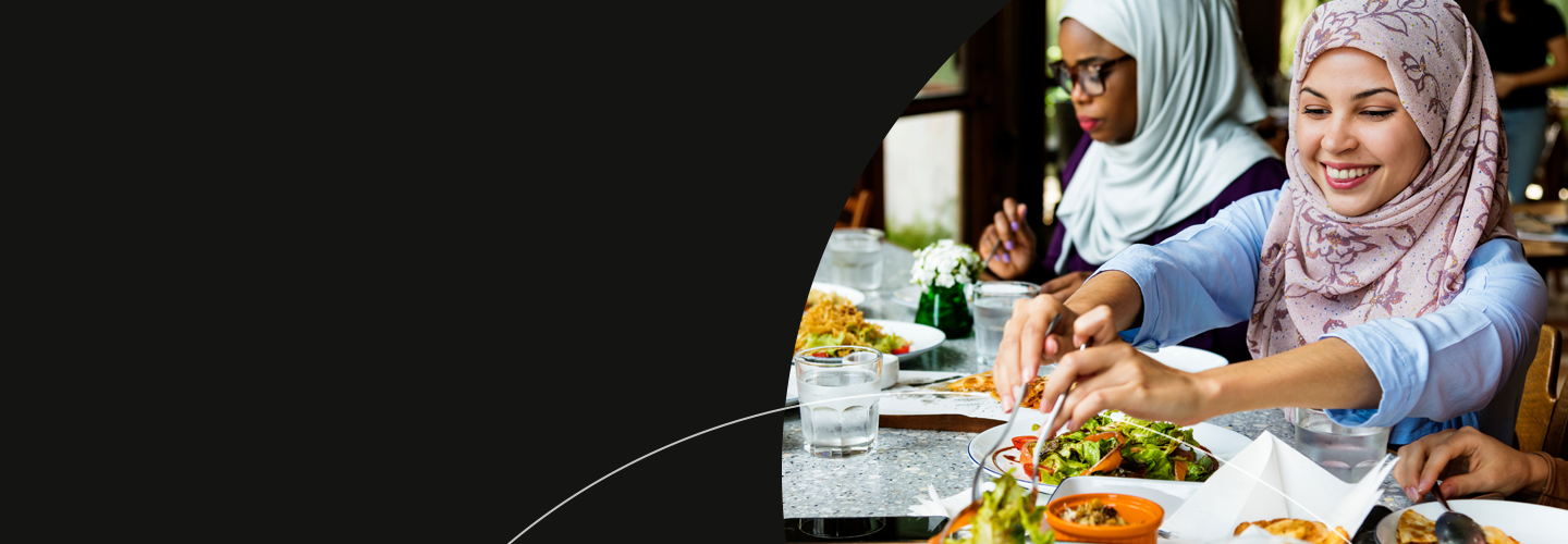 Womean having a meal at a restaurant