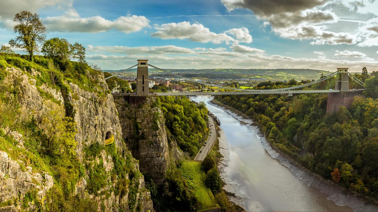 The Clifton Suspension Bridge spanning Avon Gorge. 