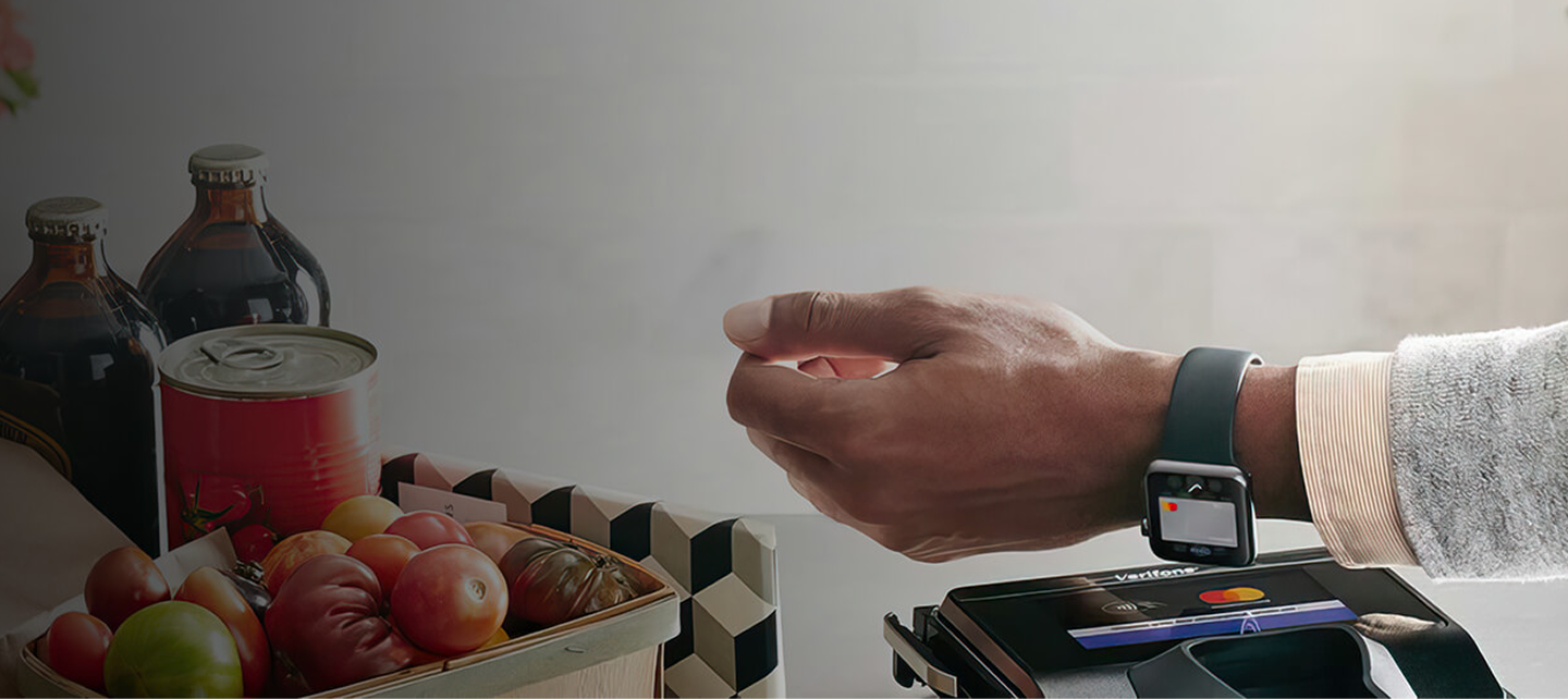 Man use apple watch to pay