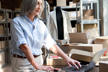 Woman looking at computer