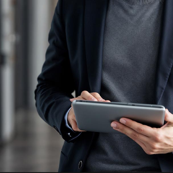 Man working on a tablet