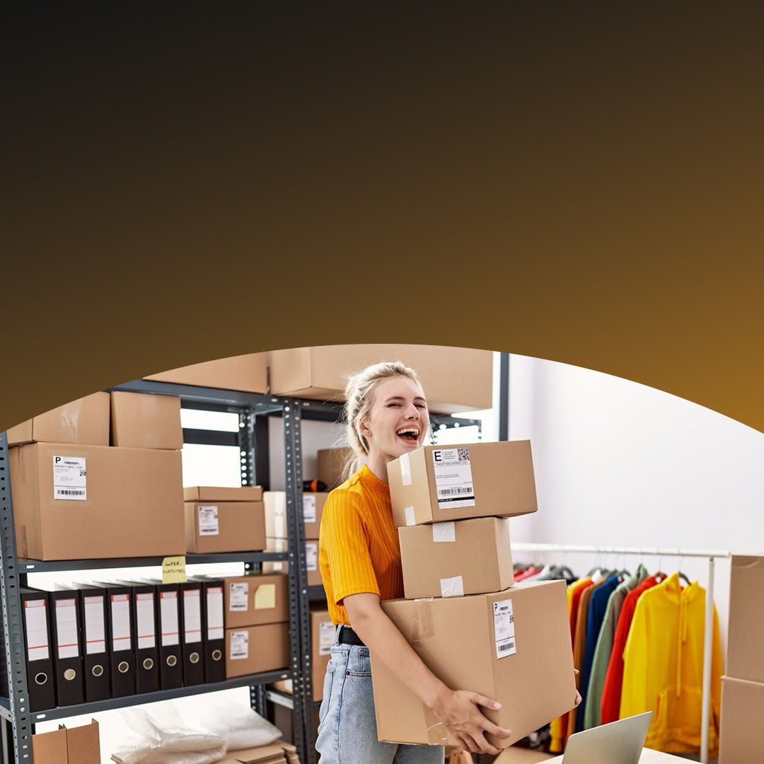 Small business owner preparing packages