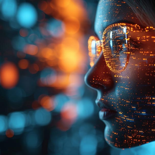 Face illuminated by code