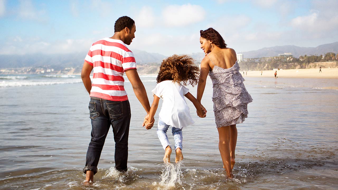 famil on beach