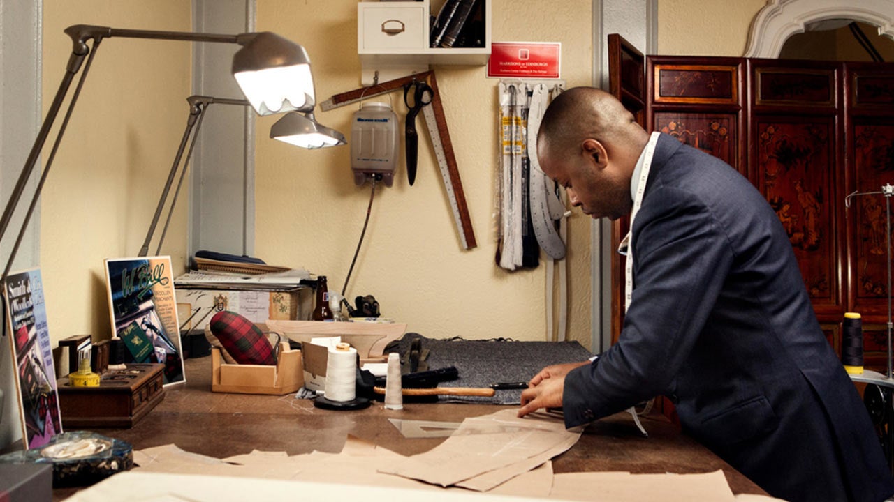A tailor working in his workshop.