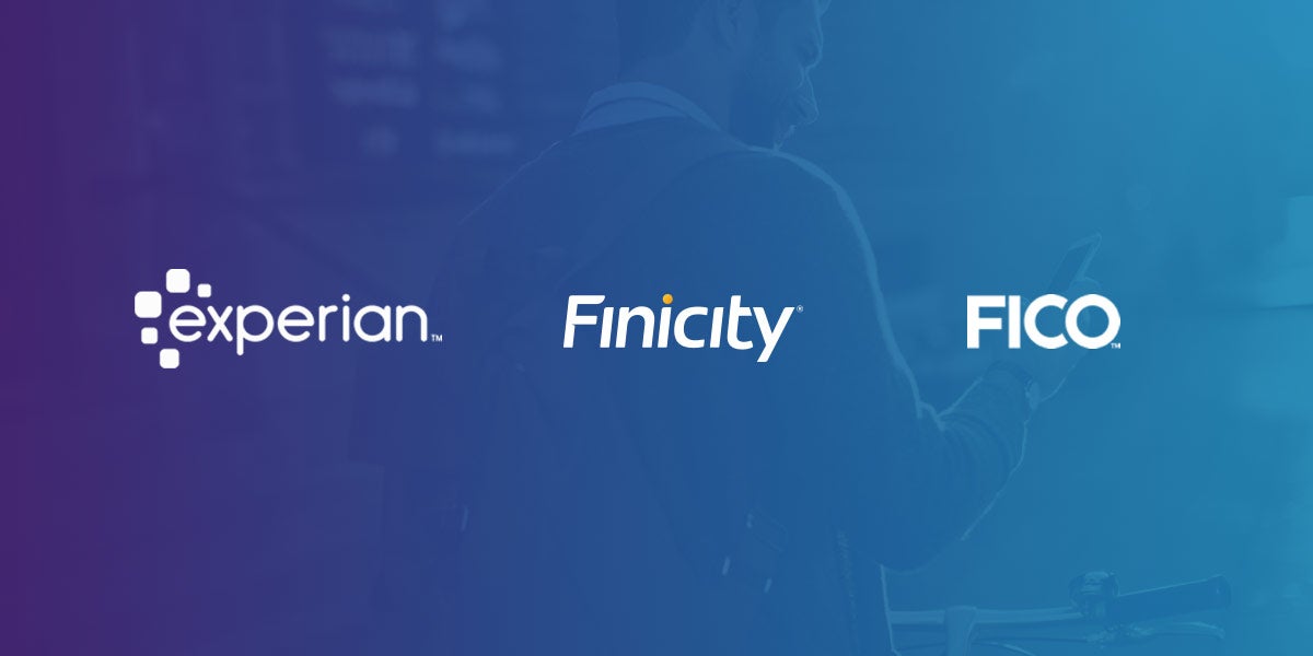 Logotipos Experian, Finicity e FICO