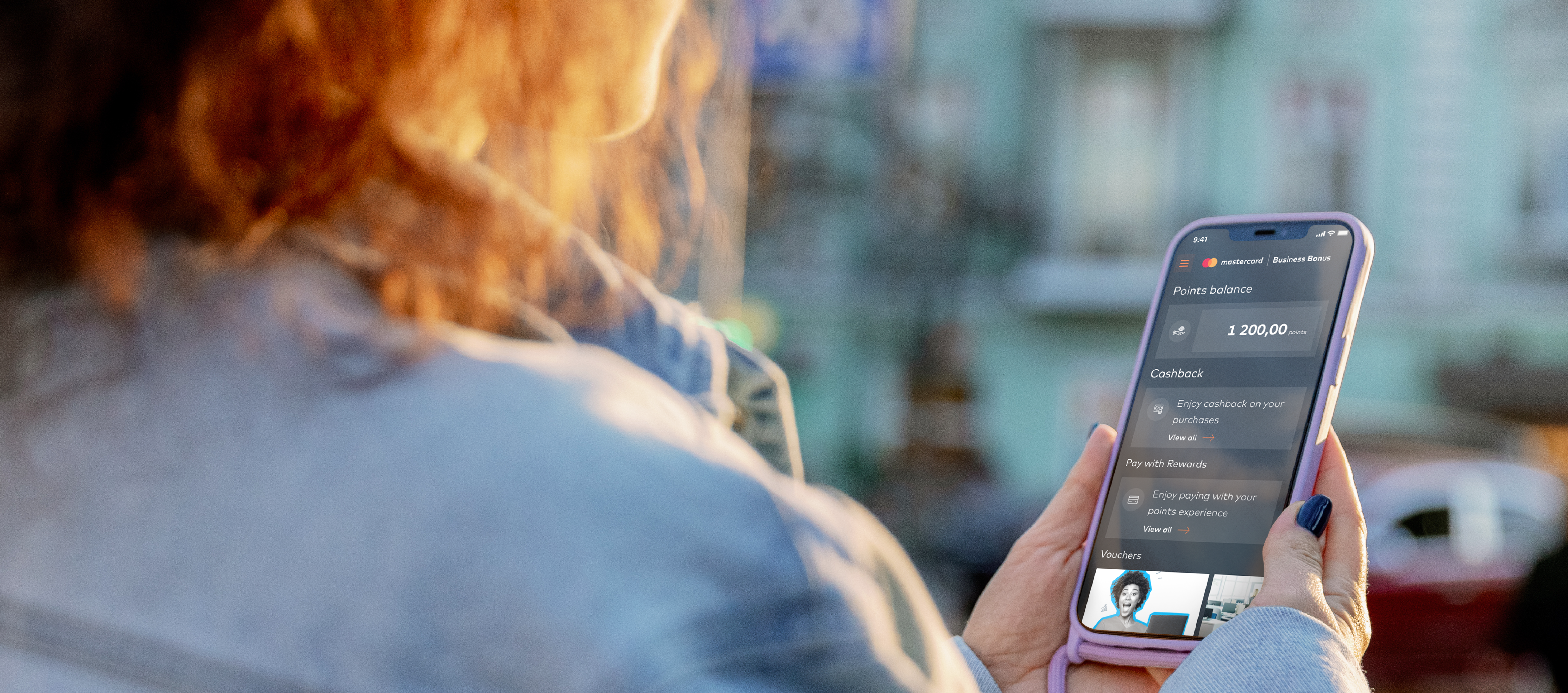 Woman looking at smartphone