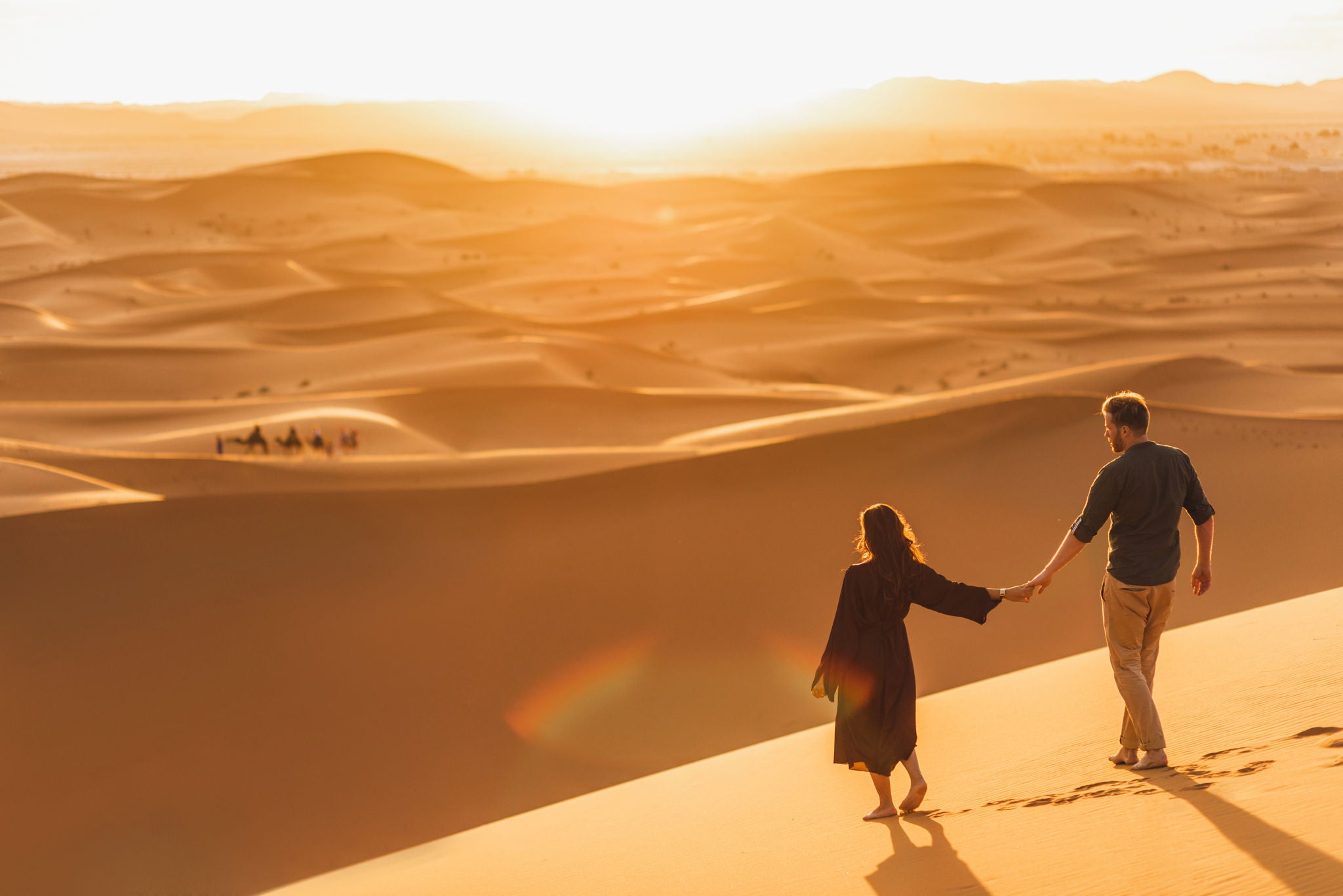 Happy family at sunset.