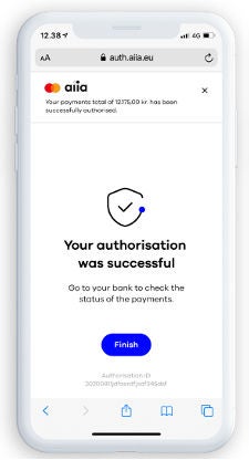 Phone image with succesful authorisation message