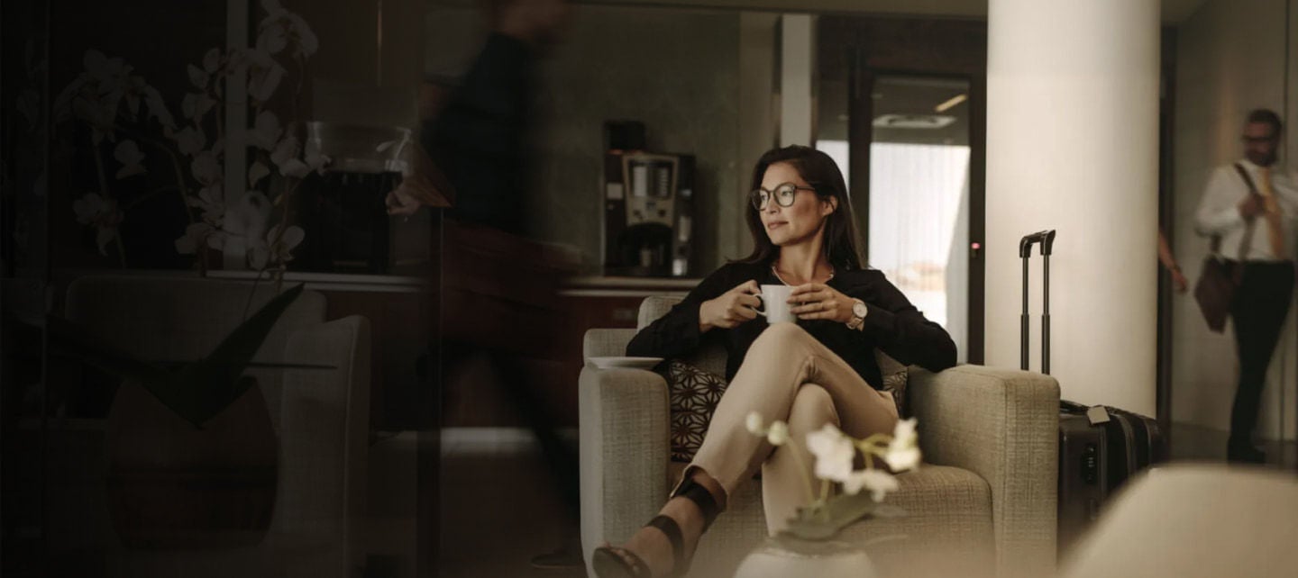 woman in airport business hall