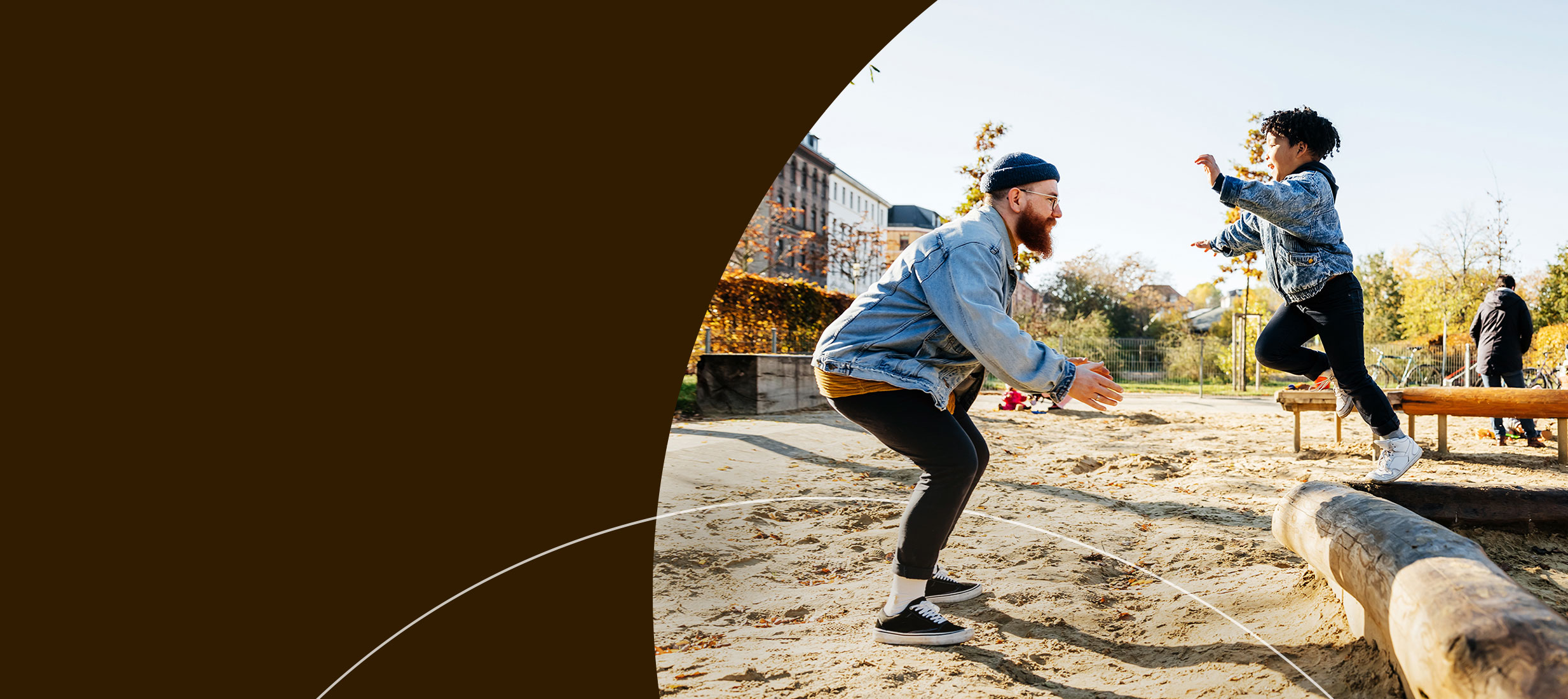Father and son playing at the park