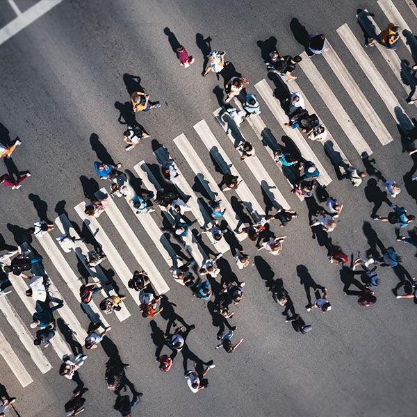 Group of people crossing the street