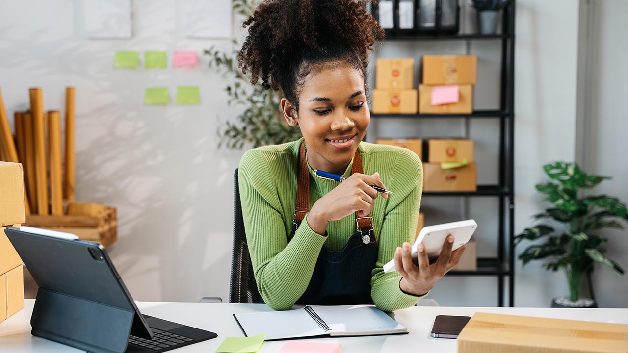 Small business owner received orders from clients and check profit.