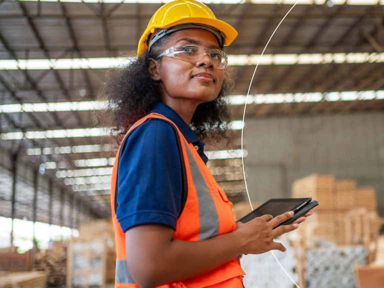 Woman working in warehouse