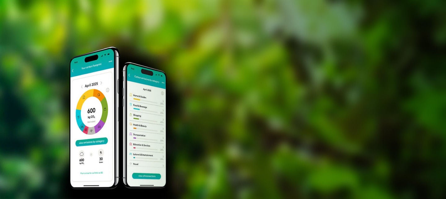 هاتفان ذكيان يعرضان إحصائيات البصمة الكربونية.