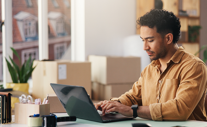 Man on his computer