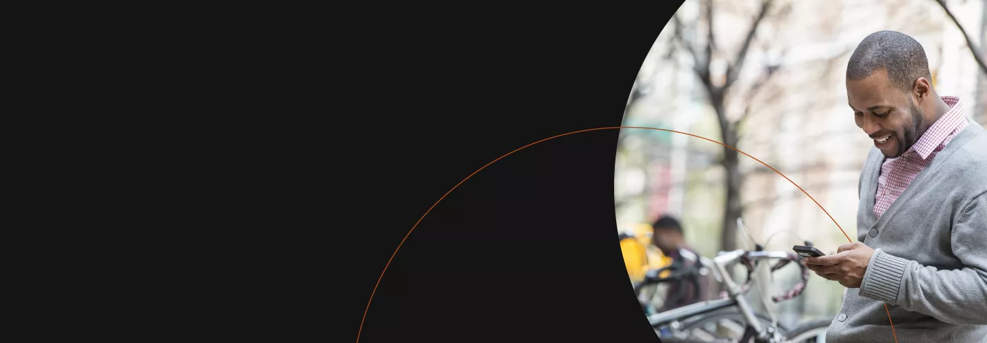 Man looking at phone illustration