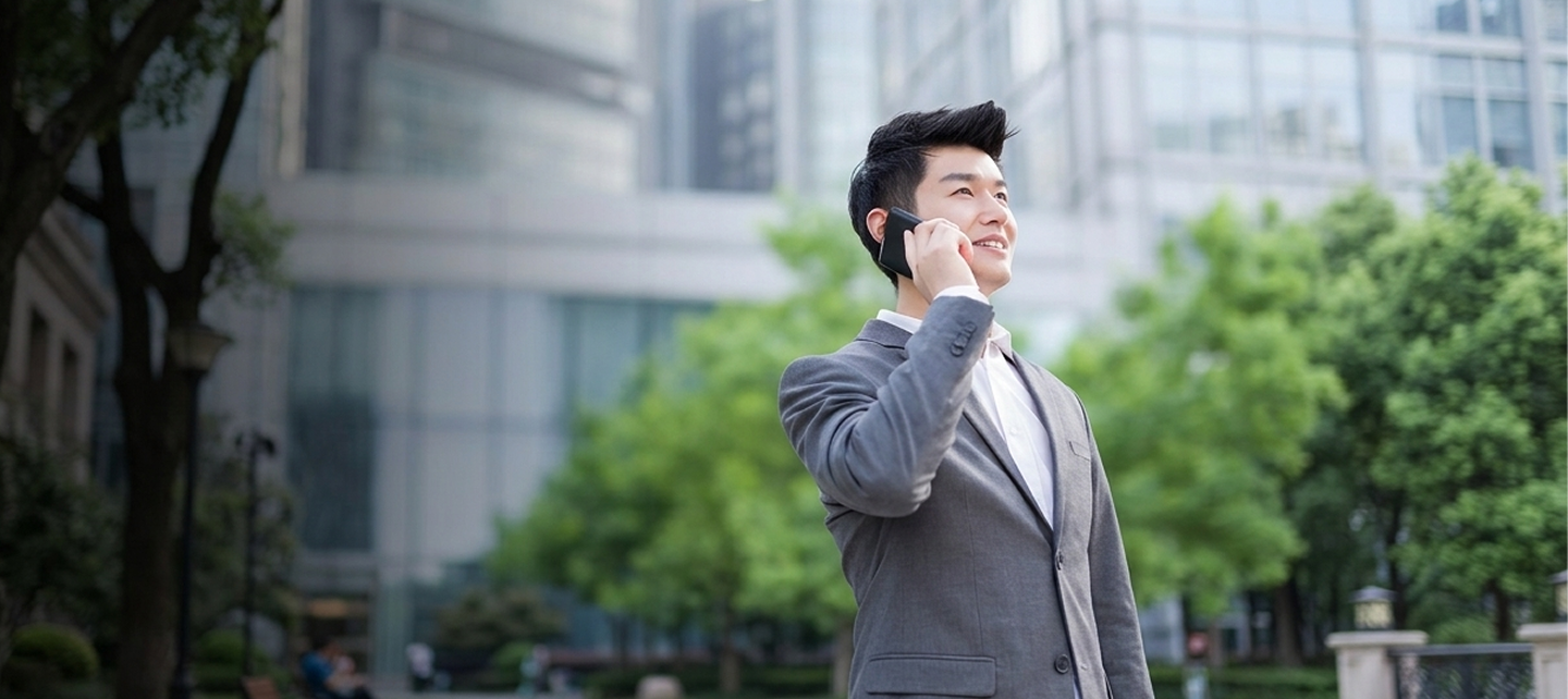 Business man make phone call