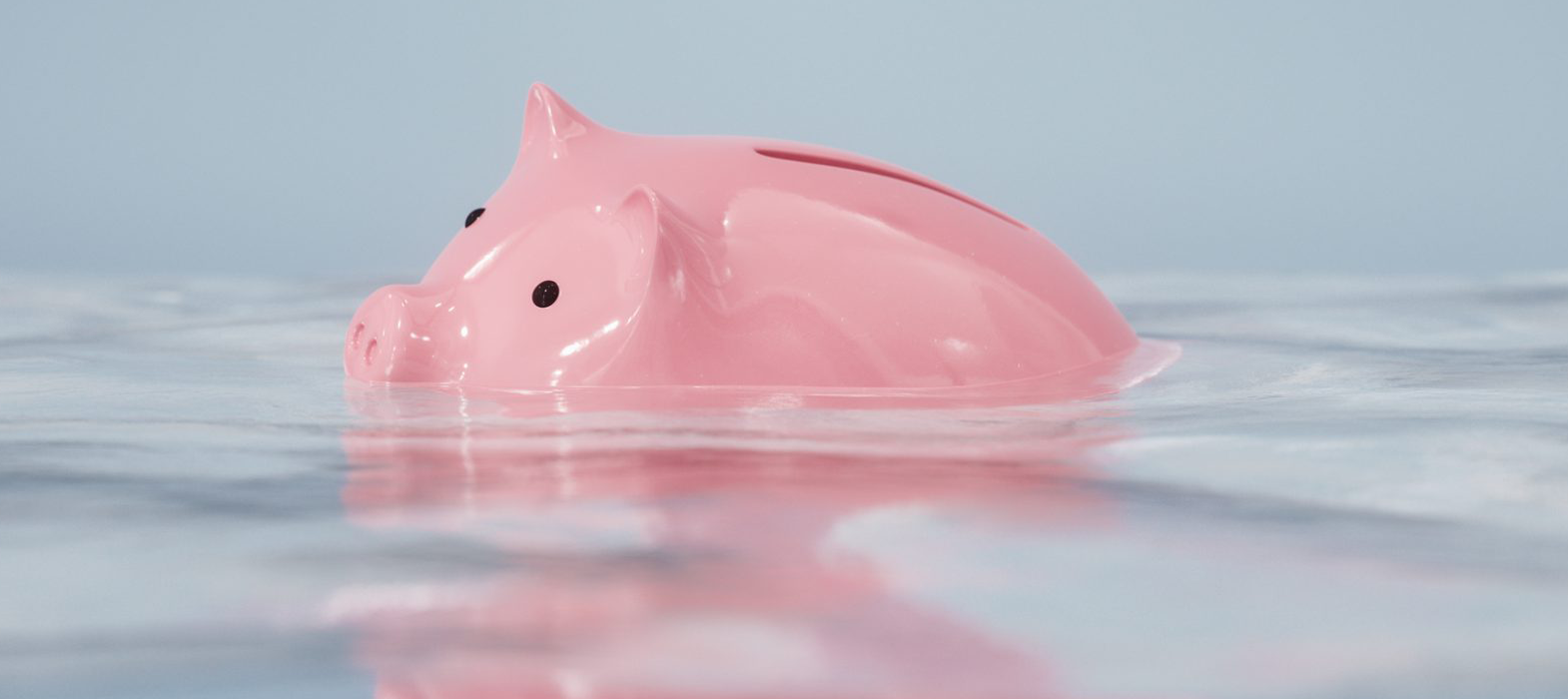 Sinking piggy bank