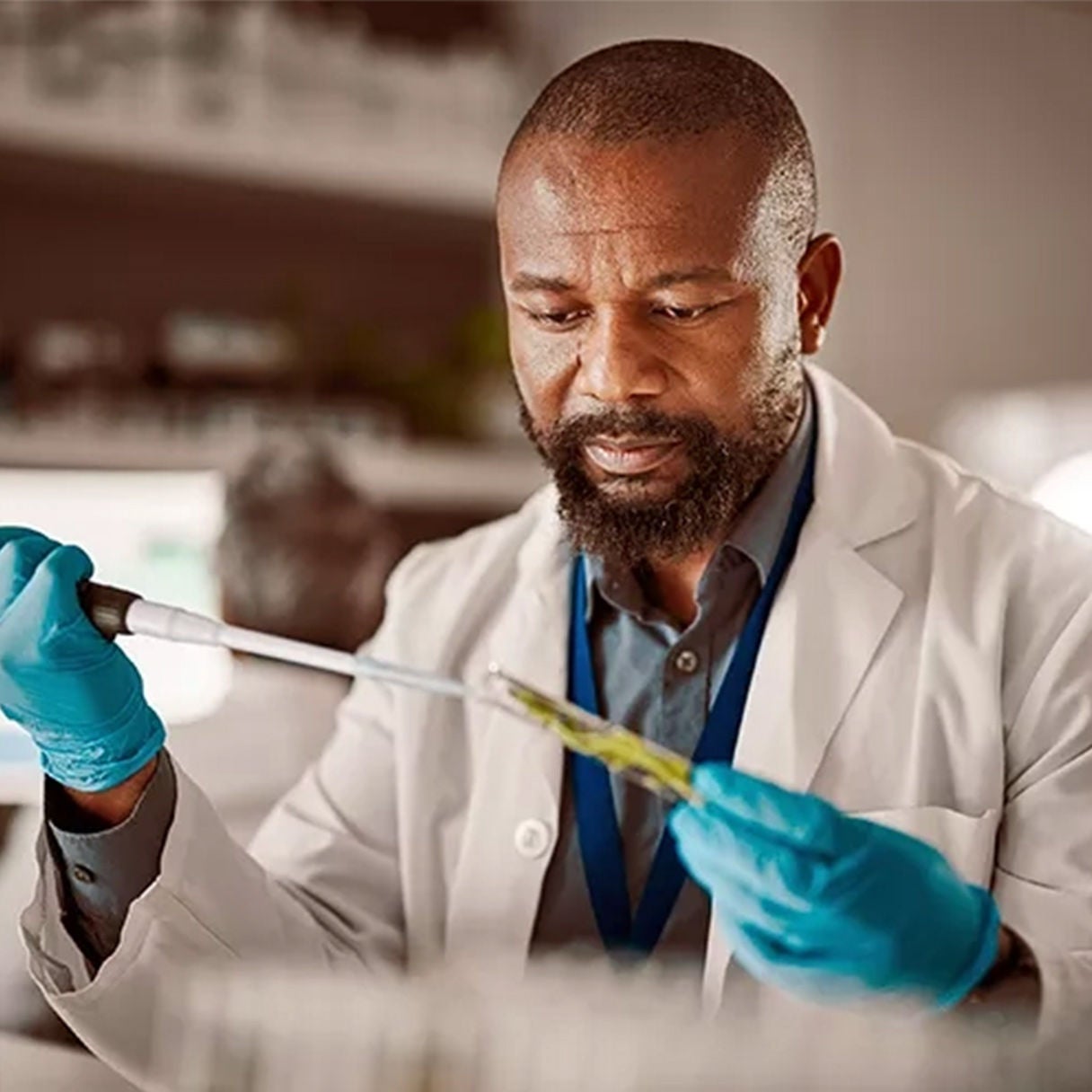A man testing something in a laboratory