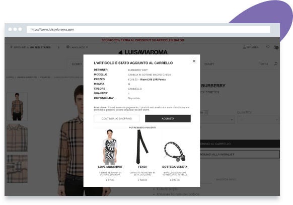 Example of the shopping experience
