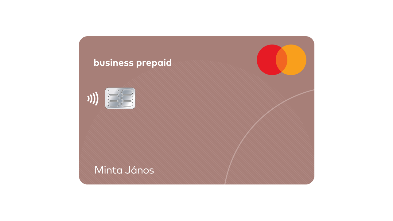 Egy Mastercard üzleti betéti kártya érintésmentes fizetési lehetőséggel.