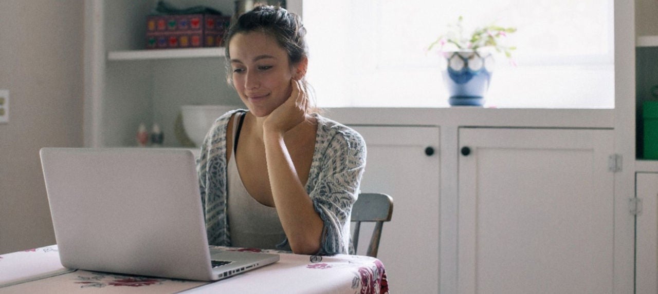 Woman looking at computer
