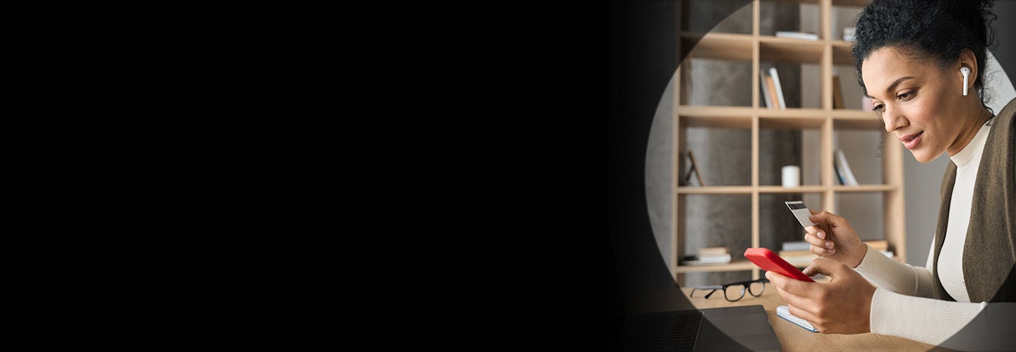 Woman on phone in her office