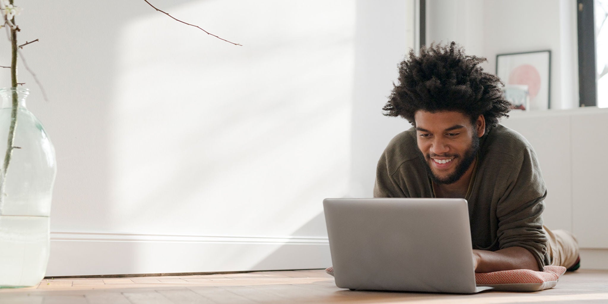 Man using computer at home